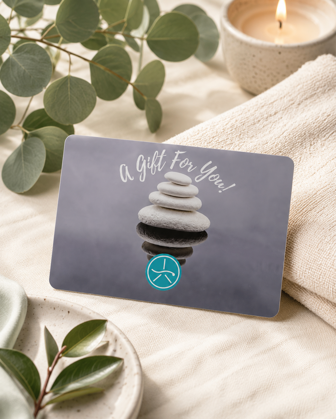 The Knotstop spa gift card presented in a gift box