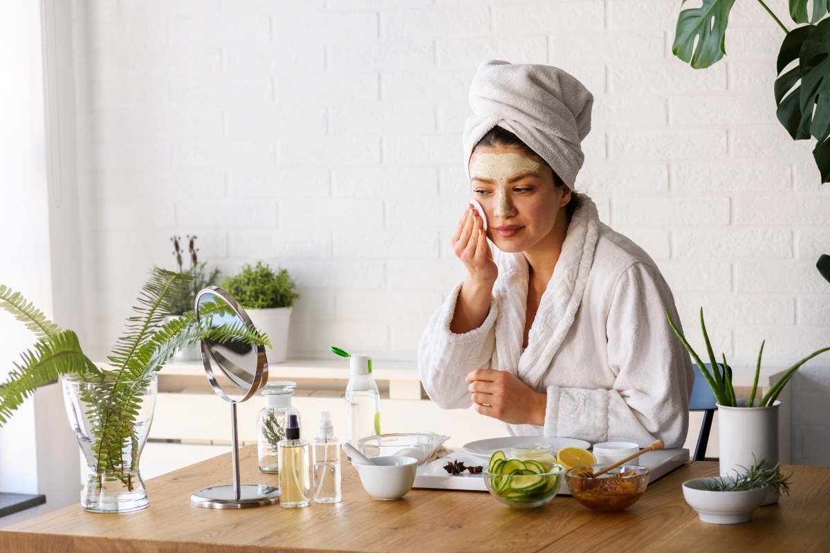 Simple skin care products arranged beautifully.