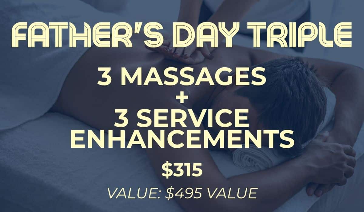 Father’s Day Trio massage package with three massages and three service enhancements at The Knotstop